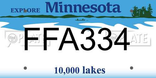 FFA334 Minnesota License Plate