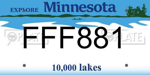 FFF881 Minnesota License Plate