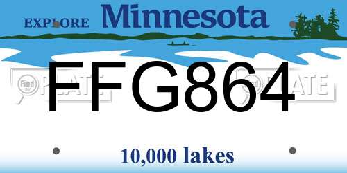 FFG864 Minnesota License Plate