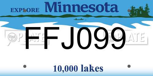 FFJ099 Minnesota License Plate