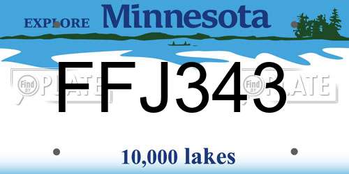 FFJ343 Minnesota License Plate