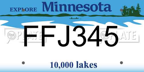 FFJ345 Minnesota License Plate