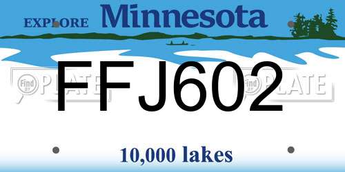 FFJ602 Minnesota License Plate