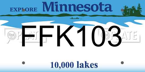 FFK103 Minnesota License Plate