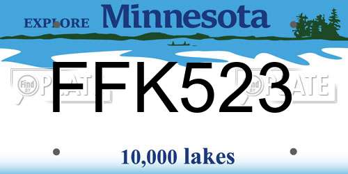 FFK523 Minnesota License Plate