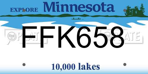 FFK658 Minnesota License Plate