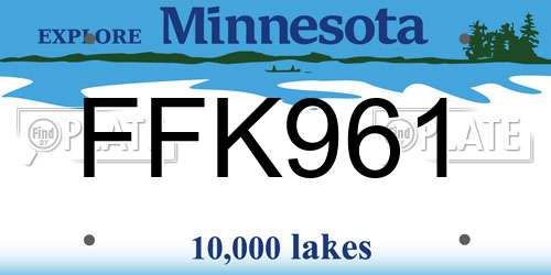 FFK961 Minnesota License Plate