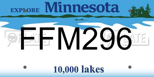 FFM296 Minnesota License Plate