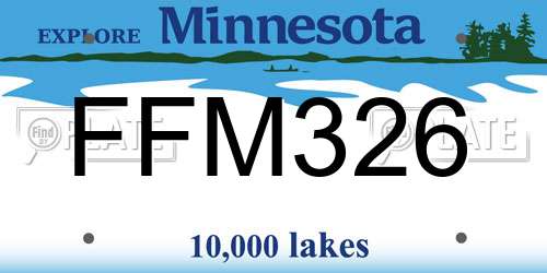 FFM326 Minnesota License Plate