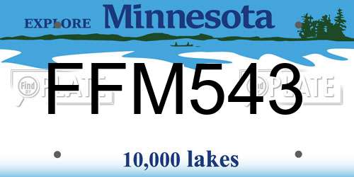 FFM543 Minnesota License Plate