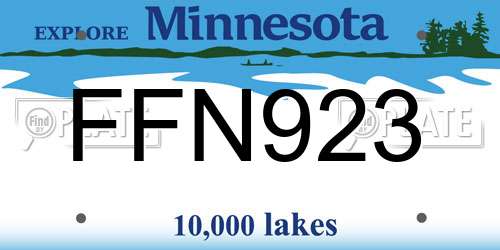 FFN923 Minnesota License Plate
