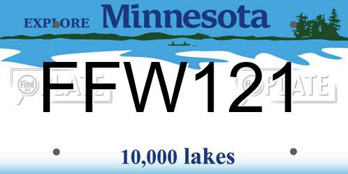 FFW121 Minnesota License Plate