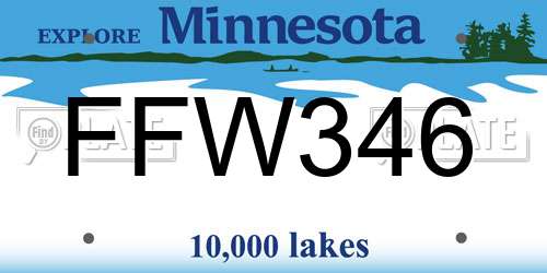 FFW346 Minnesota License Plate