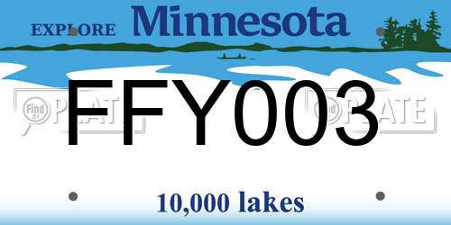 FFY003 Minnesota License Plate