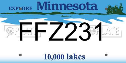 FFZ231 Minnesota License Plate