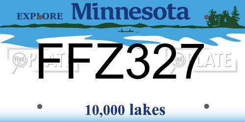 FFZ327 Minnesota License Plate