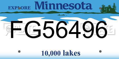 FG56496 Minnesota License Plate