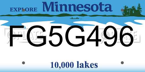 FG5G496 Minnesota License Plate