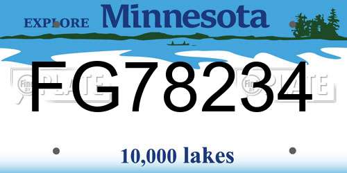FG78234 Minnesota License Plate