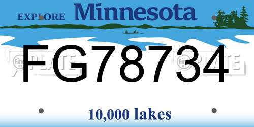 FG78734 Minnesota License Plate