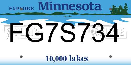 FG7S734 Minnesota License Plate