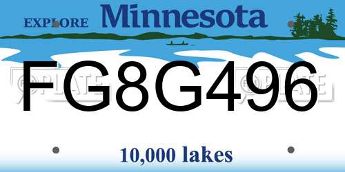FG8G496 Minnesota License Plate
