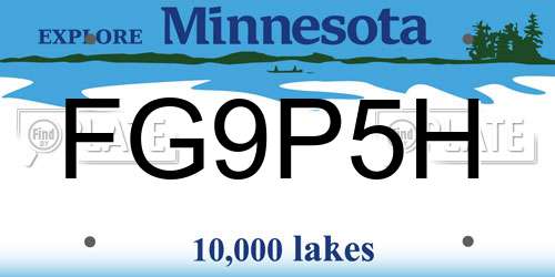 FG9P5H Minnesota License Plate