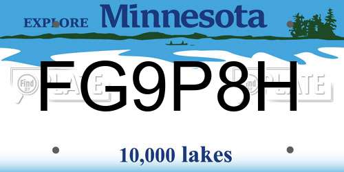 FG9P8H Minnesota License Plate