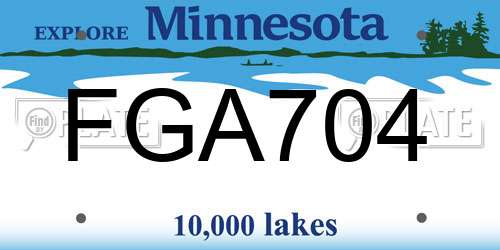 FGA704 Minnesota License Plate