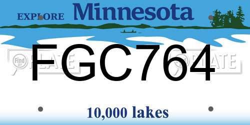 FGC764 Minnesota License Plate