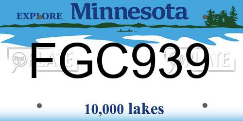 FGC939 Minnesota License Plate