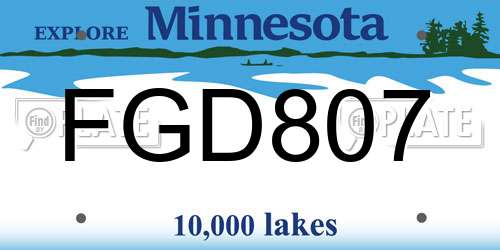 FGD807 Minnesota License Plate