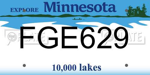FGE629 Minnesota License Plate