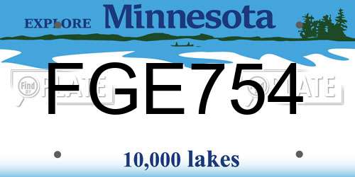 FGE754 Minnesota License Plate