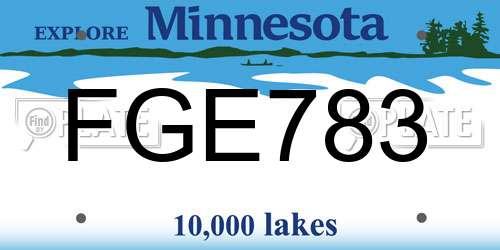 FGE783 Minnesota License Plate