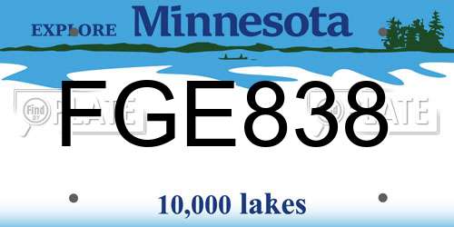 FGE838 Minnesota License Plate