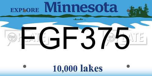 FGF375 Minnesota License Plate