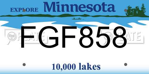 FGF858 Minnesota License Plate