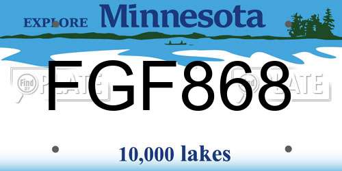 FGF868 Minnesota License Plate