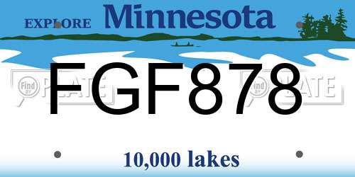 FGF878 Minnesota License Plate