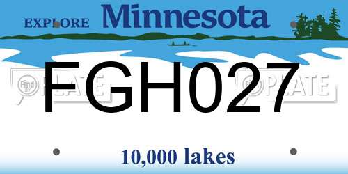 FGH027 Minnesota License Plate