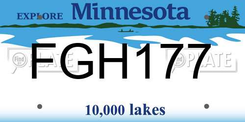 FGH177 Minnesota License Plate