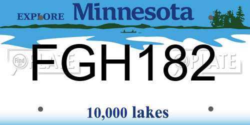 FGH182 Minnesota License Plate