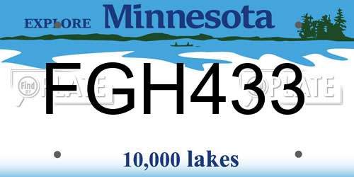 FGH433 Minnesota License Plate