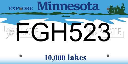 FGH523 Minnesota License Plate