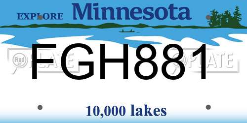 FGH881 Minnesota License Plate