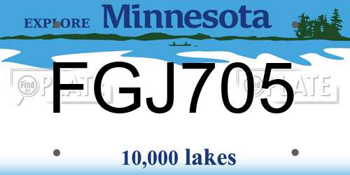 FGJ705 Minnesota License Plate