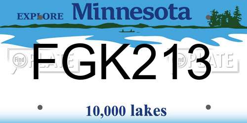 FGK213 Minnesota License Plate