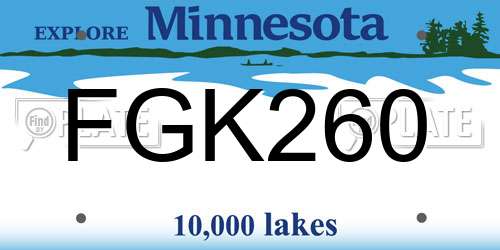 FGK260 Minnesota License Plate