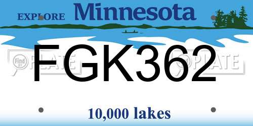 FGK362 Minnesota License Plate